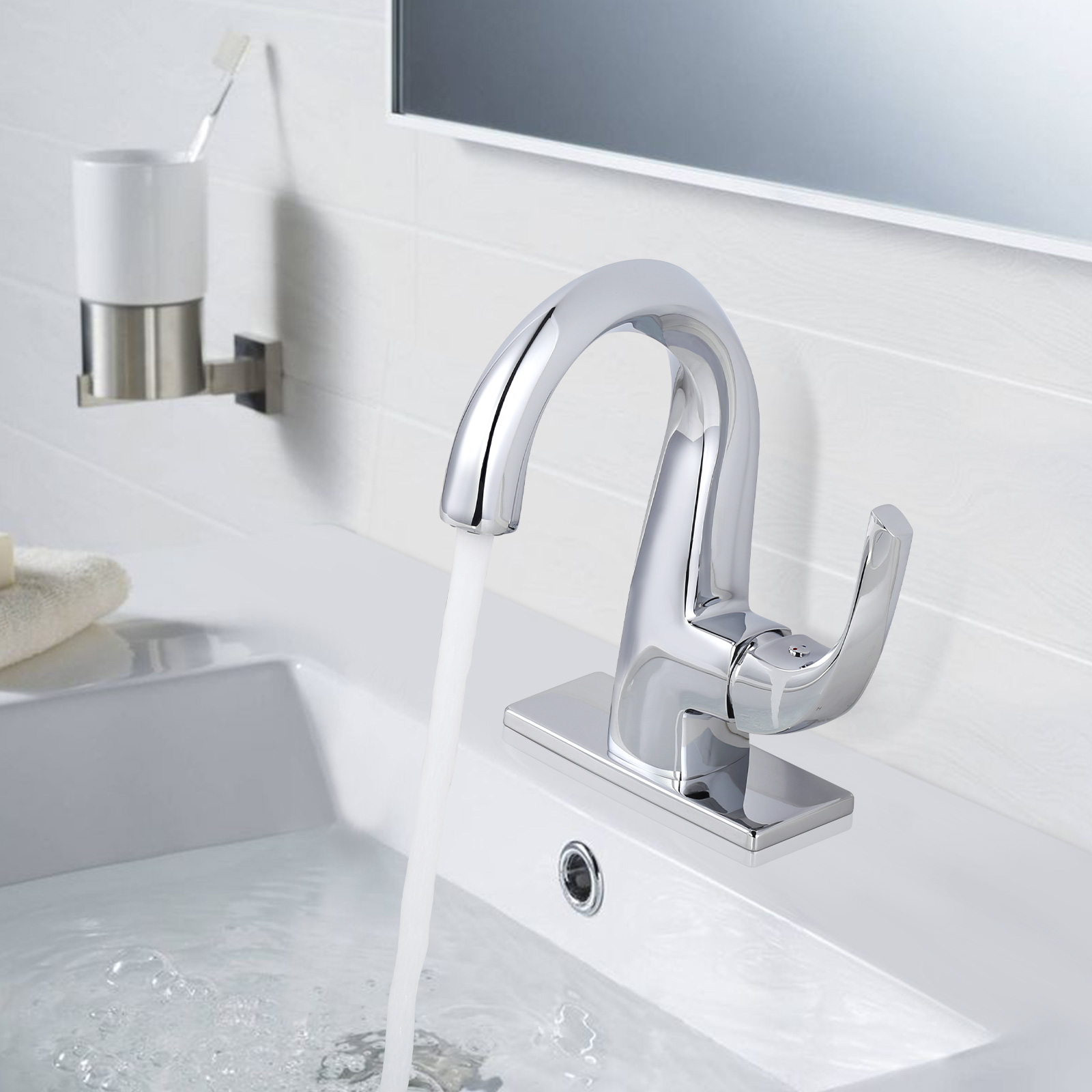 ARCORA Robinet de salle de bain chromé à arc élevé 10 1111