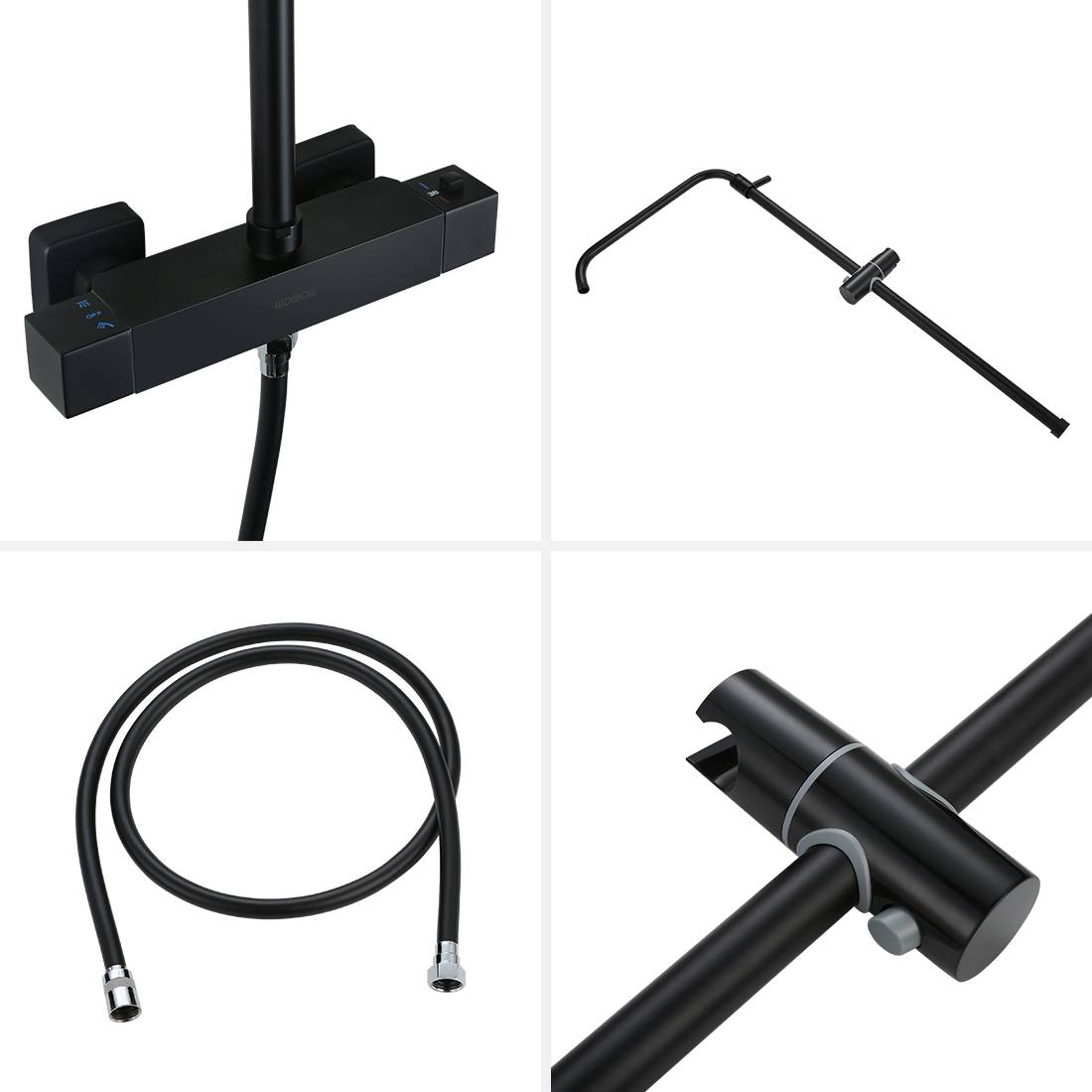 Ensemble de douche thermostatique noir avec douche à main 12 2 3090100D ARCORA Ensemble de douche thermostatique noir avec douche à main 5