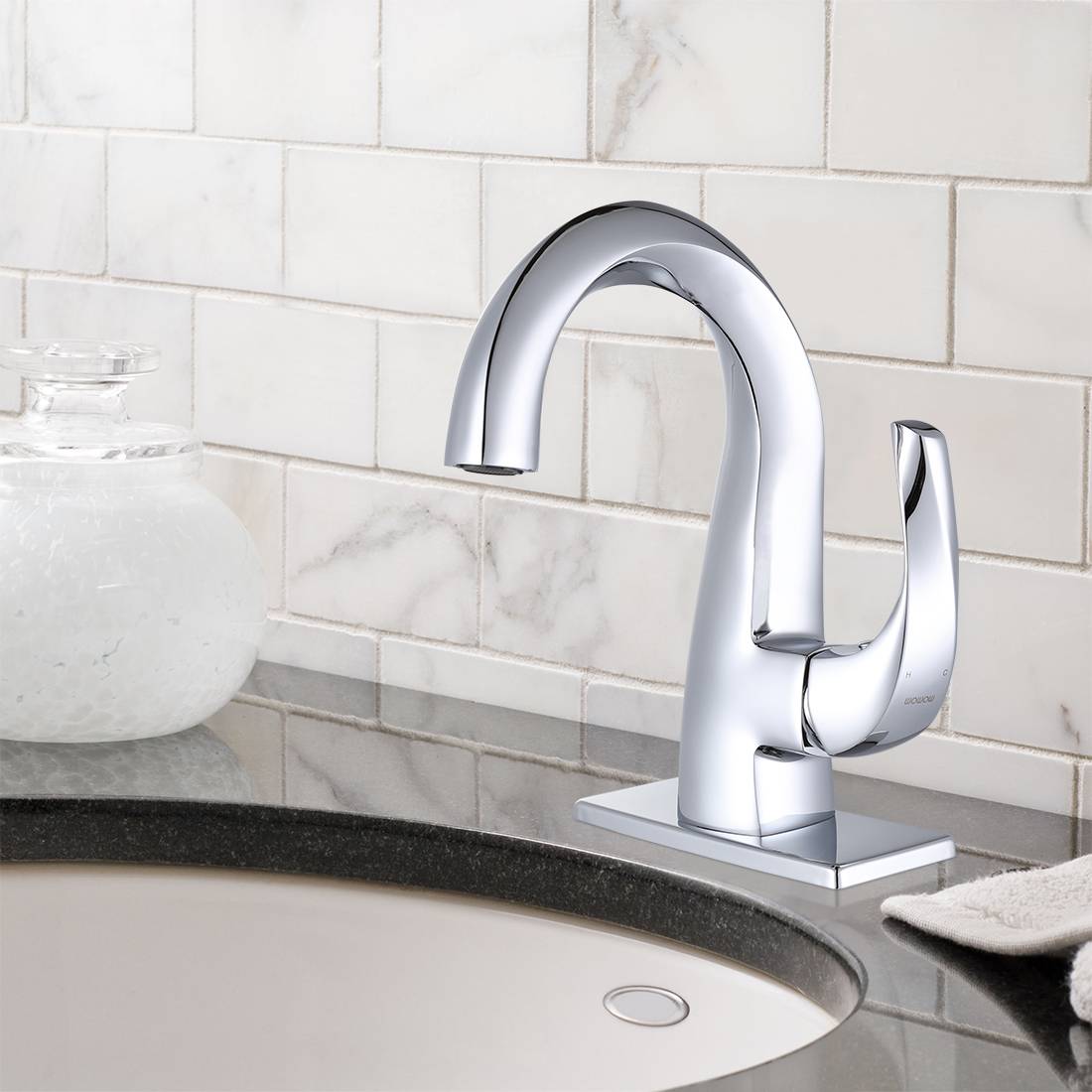 ARCORA Robinet de salle de bain chromé à arc élevé 8 3 2321501C Robinet de salle de bain chromé à arc élevé 2