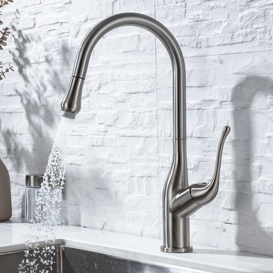 ARCORA Mitigeur Cuisine Inox Brossé Avec Douchette 12 Pull Down Kitchen Faucet with Sprayer Stainless Steel Brushed Nickel 1