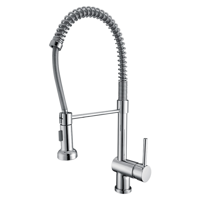Robinet de cuisine chromé bec pivotant évier à poignée unique robinet mélangeur à pulvérisation 4 43 Chrome Kitchen Faucet Swivel Spout Single Handle Sink Pull Down Spray Mixer Tap 1