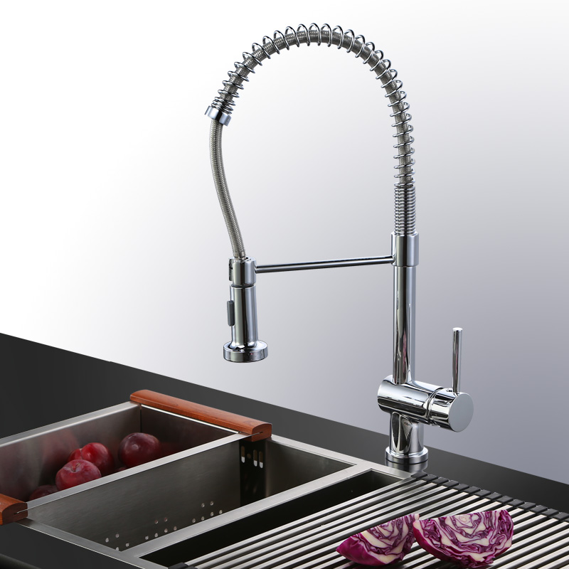 Robinet de cuisine chromé bec pivotant évier à poignée unique robinet mélangeur à pulvérisation 6 43 Chrome Kitchen Faucet Swivel Spout Single Handle Sink Pull Down Spray Mixer Tap 3