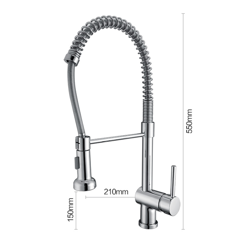 Robinet de cuisine chromé bec pivotant évier à poignée unique robinet mélangeur à pulvérisation 8 43 Chrome Kitchen Faucet Swivel Spout Single Handle Sink Pull Down Spray Mixer Tap 4