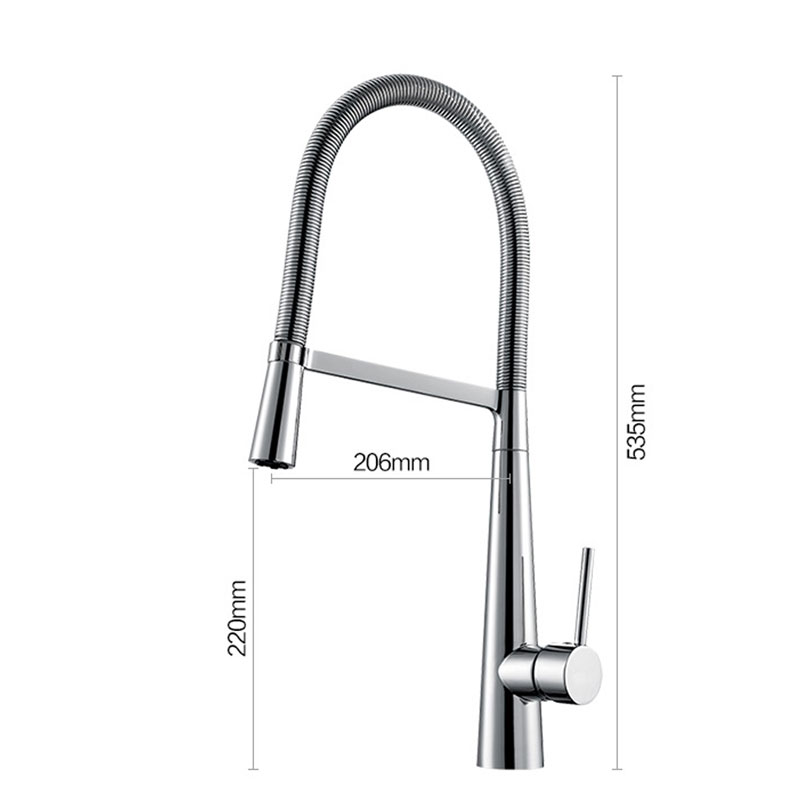 Robinet de cuisine gastronomique de luxe de bobine de ressort d'acier inoxydable solide avec le pulvérisateur en métal 10 5 Solid Stainless Steel Luxury Gourmet Spring Coil Kitchen Faucet With Metal Sprayer 5