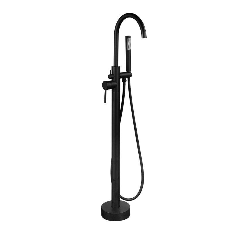 Robinet de baignoire autoportant Arcora noir avec douche à main 4 Arcora Freestanding Bathtub Faucet Black with Handheld Shower 2