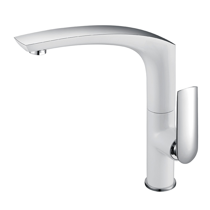 Robinet de cuisine à 90 degrés blanc et chrome 4 Kitchen Tap 90° Swivel White And Chrome 1