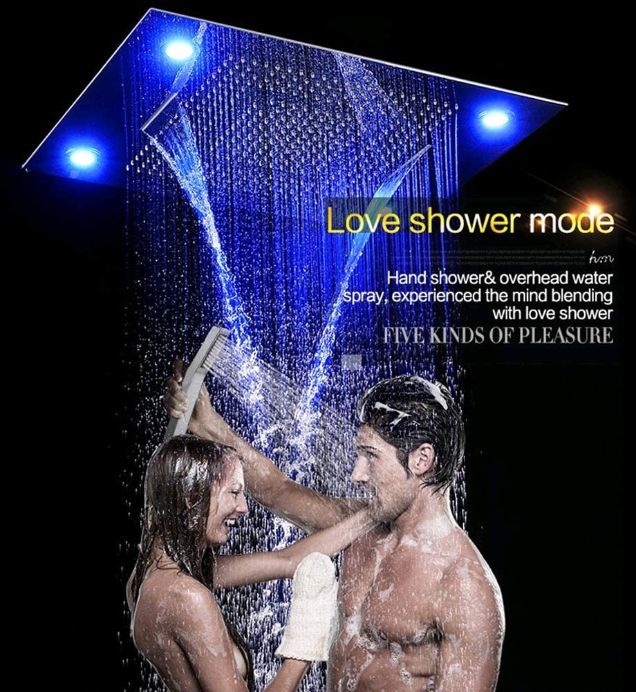 Système de douche douche RVB 4 fonctions à température constante, ensemble de douche à effet pluie 600x800 mm avec, jet spa, pluie, acier inoxydable 304, robinetterie de douche, douchette à main 6 1 Regenduschset mitSpa spray Regen 304 EdelstahlDuscharmaturHandbrause 2