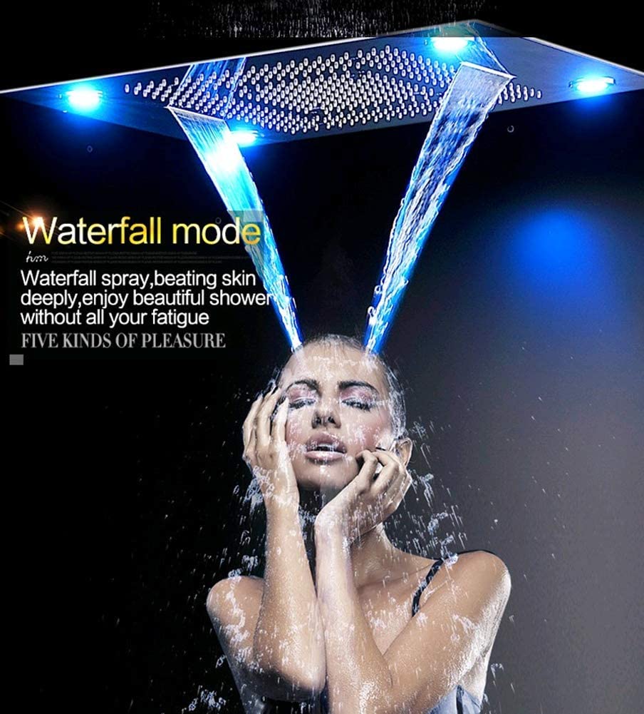 Système de douche douche RVB 4 fonctions à température constante, ensemble de douche à effet pluie 600x800 mm avec, jet spa, pluie, acier inoxydable 304, robinetterie de douche, douchette à main 8 1 Regenduschset mitSpa spray Regen 304 EdelstahlDuscharmaturHandbrause 3