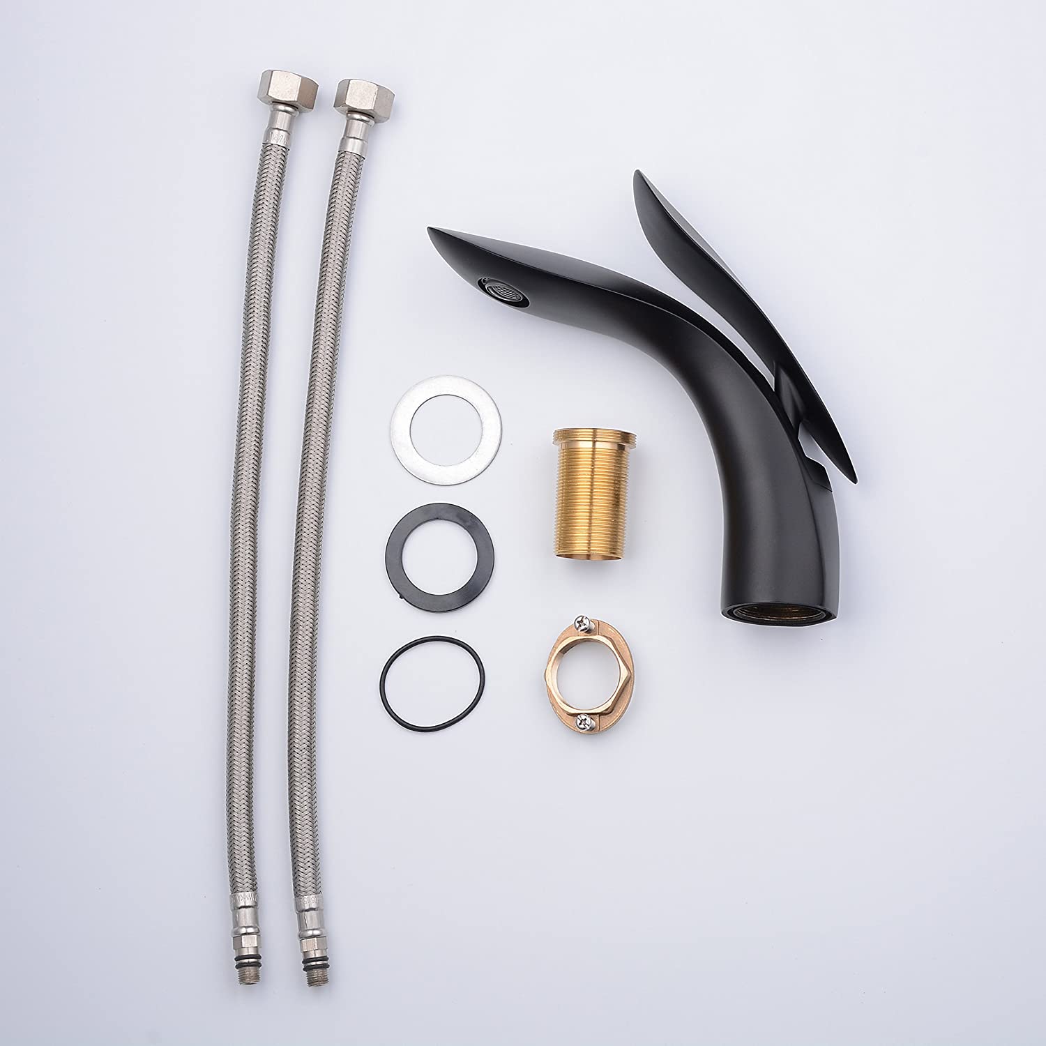 Robinet de lavabo Robinet de salle de bain Mitigeur de lavabo Robinet de salle de bain Robinet de lavabo Mitigeur monocommande, Design élégant Noir mat 10 Design élégant Noir mat