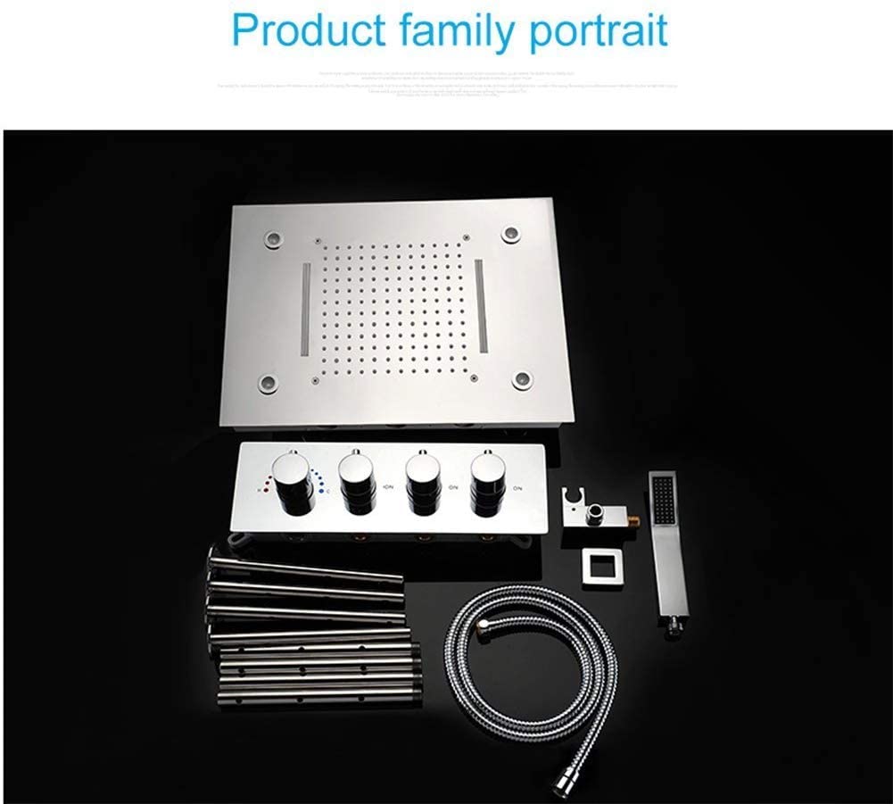 Système de douche, douche multifonction à température constante, 360x500 mm, pluie, acier inoxydable 304, douchette à main, ensemble de douche à effet plui 14 4 konstanter temperatur360x500 mmRegen 304 EdelstahlHandbrauseRainshower Brausegarnitur HM 836009 FBA 6