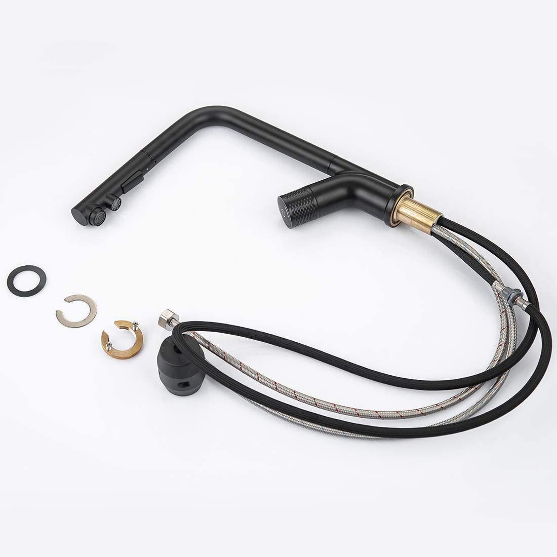 robinet de cuisine noir avec douchette rétractable 4 Modern Kitchen Faucet with Pull Out Multi Flow Sprayer Matte Black 2