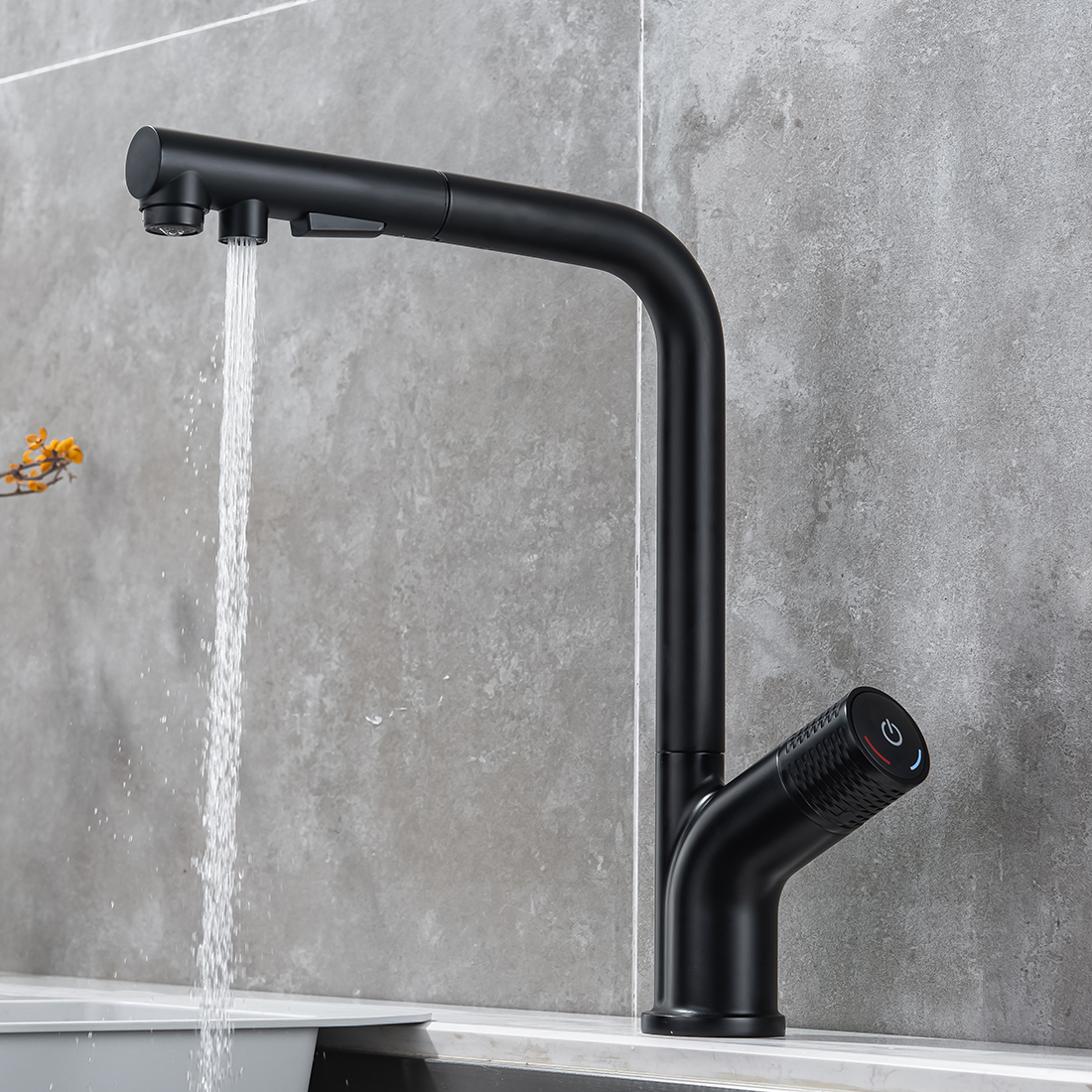 robinet de cuisine noir avec douchette rétractable 10 Modern Kitchen Faucet with Pull Out Multi Flow Sprayer Matte Black 5