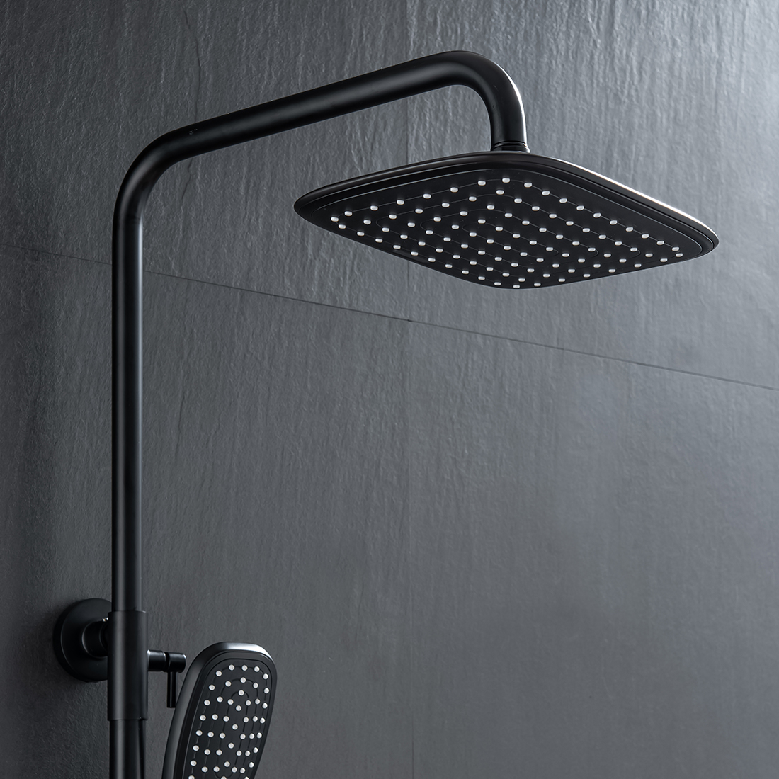 Fixation murale thermostatique de douche en acier inoxydable noir mat 2 fonctions avec pulvérisateur à main 14 Thermostatic Shower Fixture Wall Mount Matte Black Stainless Steel 2 Function with Hand Sprayer 7