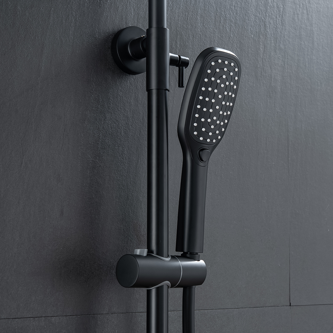 Fixation murale thermostatique de douche en acier inoxydable noir mat 2 fonctions avec pulvérisateur à main 16 Thermostatic Shower Fixture Wall Mount Matte Black Stainless Steel 2 Function with Hand Sprayer 8
