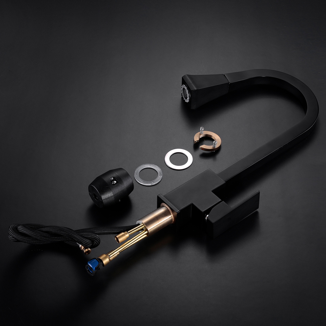 Robinet de cuisine carré noir 12 主图6 1