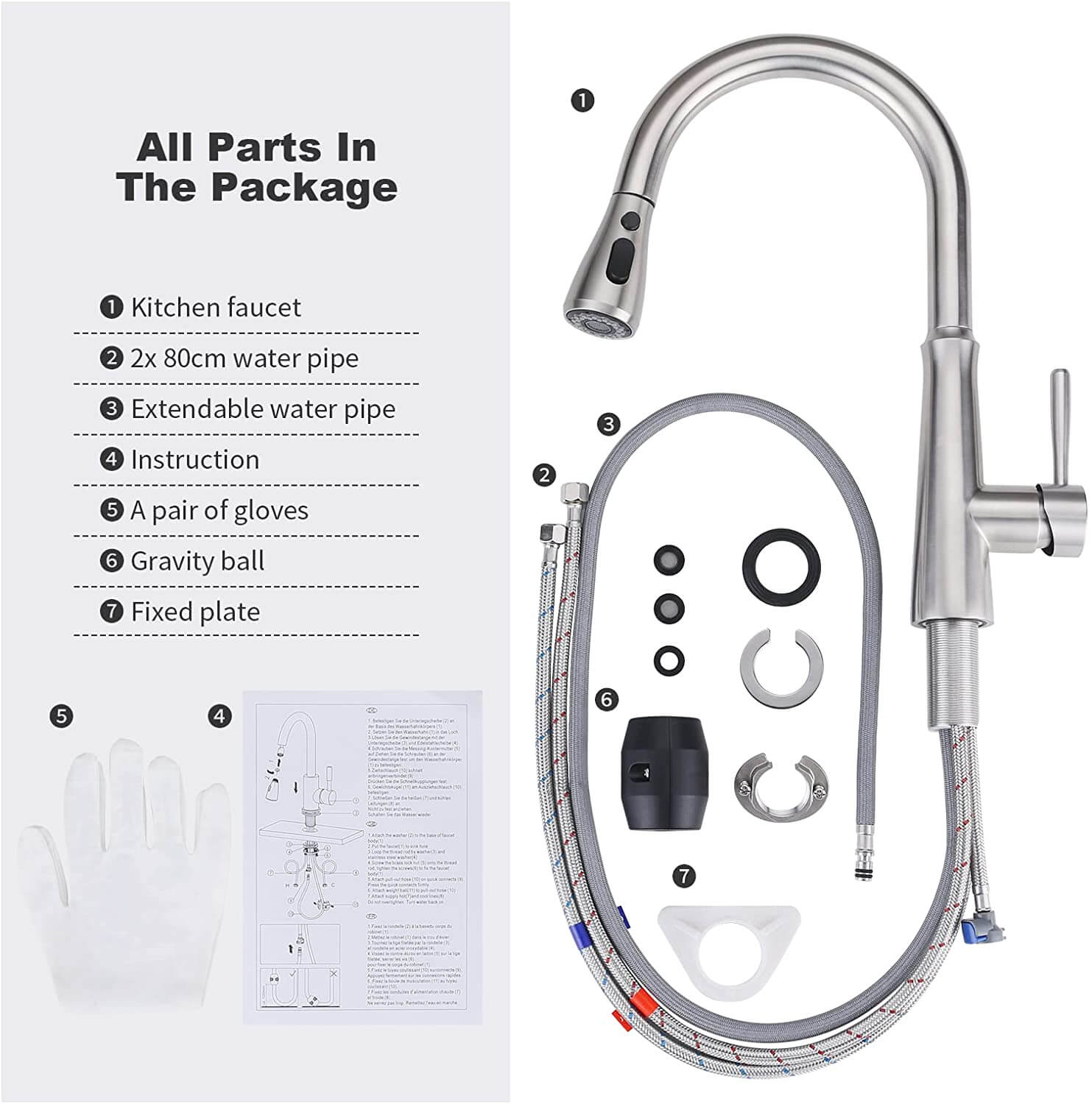 ARCORA Mitigeur de Cuisine Douchette avec 3 Modes de Pulvérisation 14 mitigeur de cuisine douchette