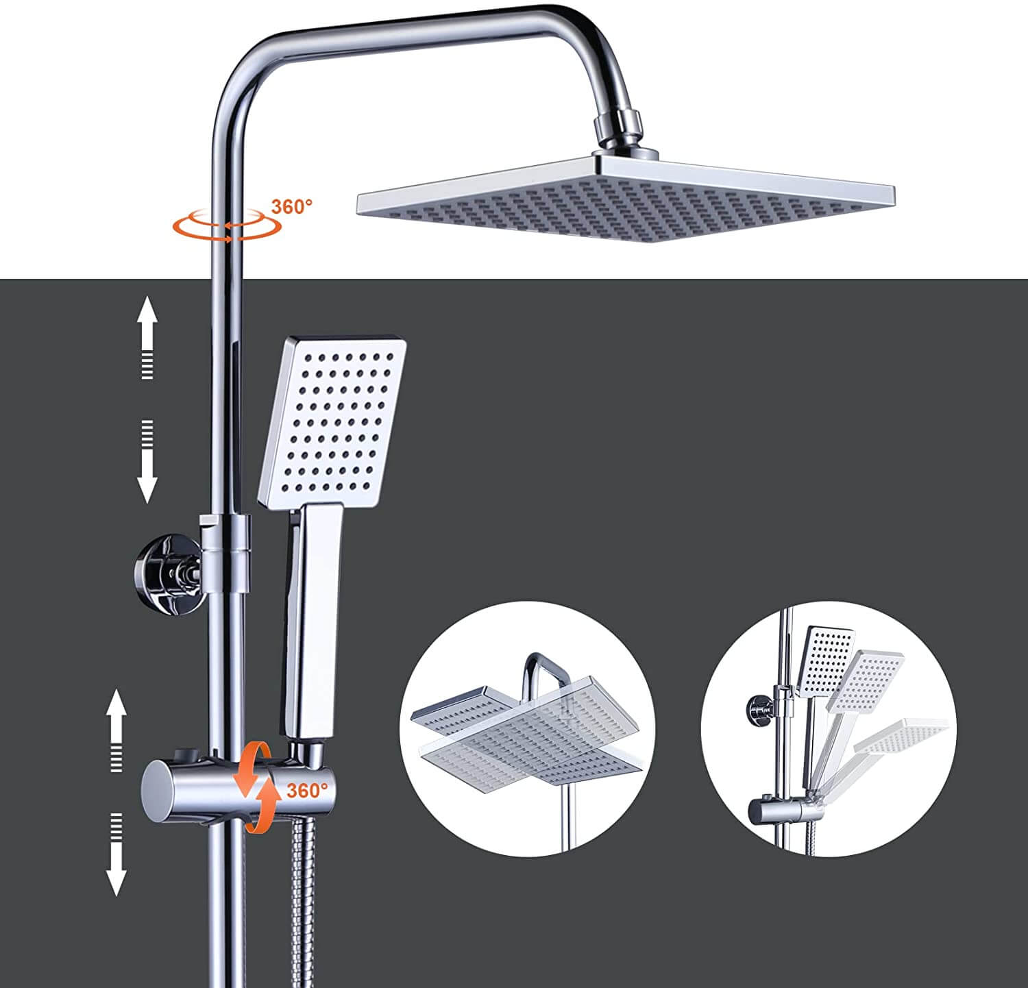 ARCORA Colonne de Douche Thermostatique Acier Inoxydable Chromé 4 colonne de douche thermostatique