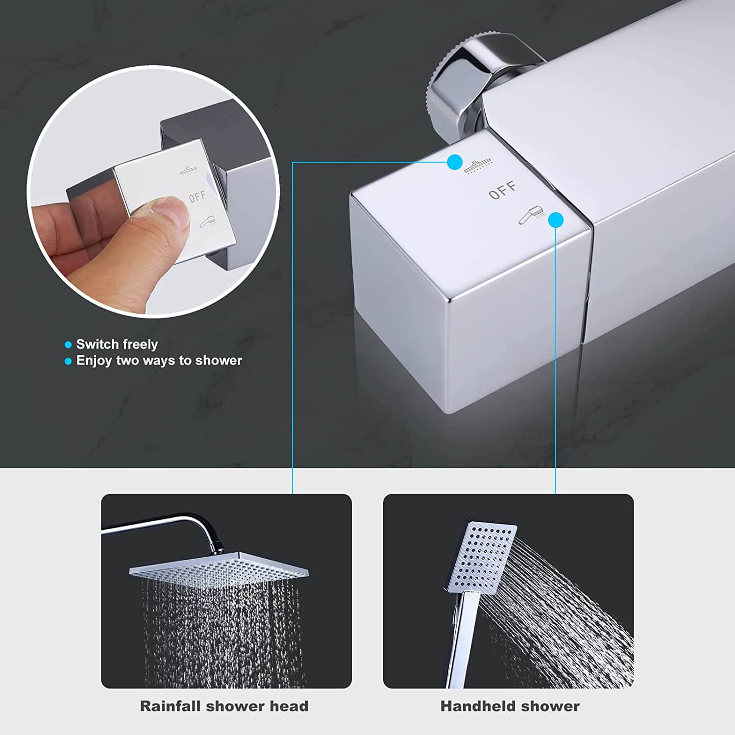 ARCORA Colonne de Douche Thermostatique Acier Inoxydable Chromé 8 colonne de douche thermostatique