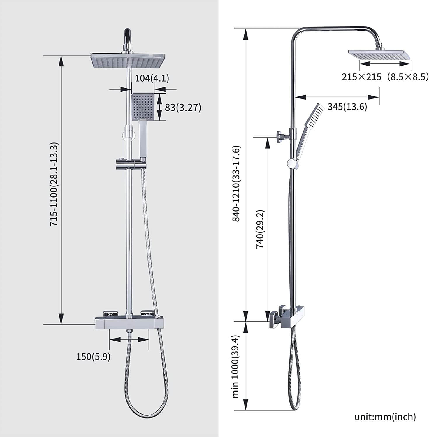 ARCORA Colonne de Douche Thermostatique Acier Inoxydable Chromé 12 colonne de douche thermostatique