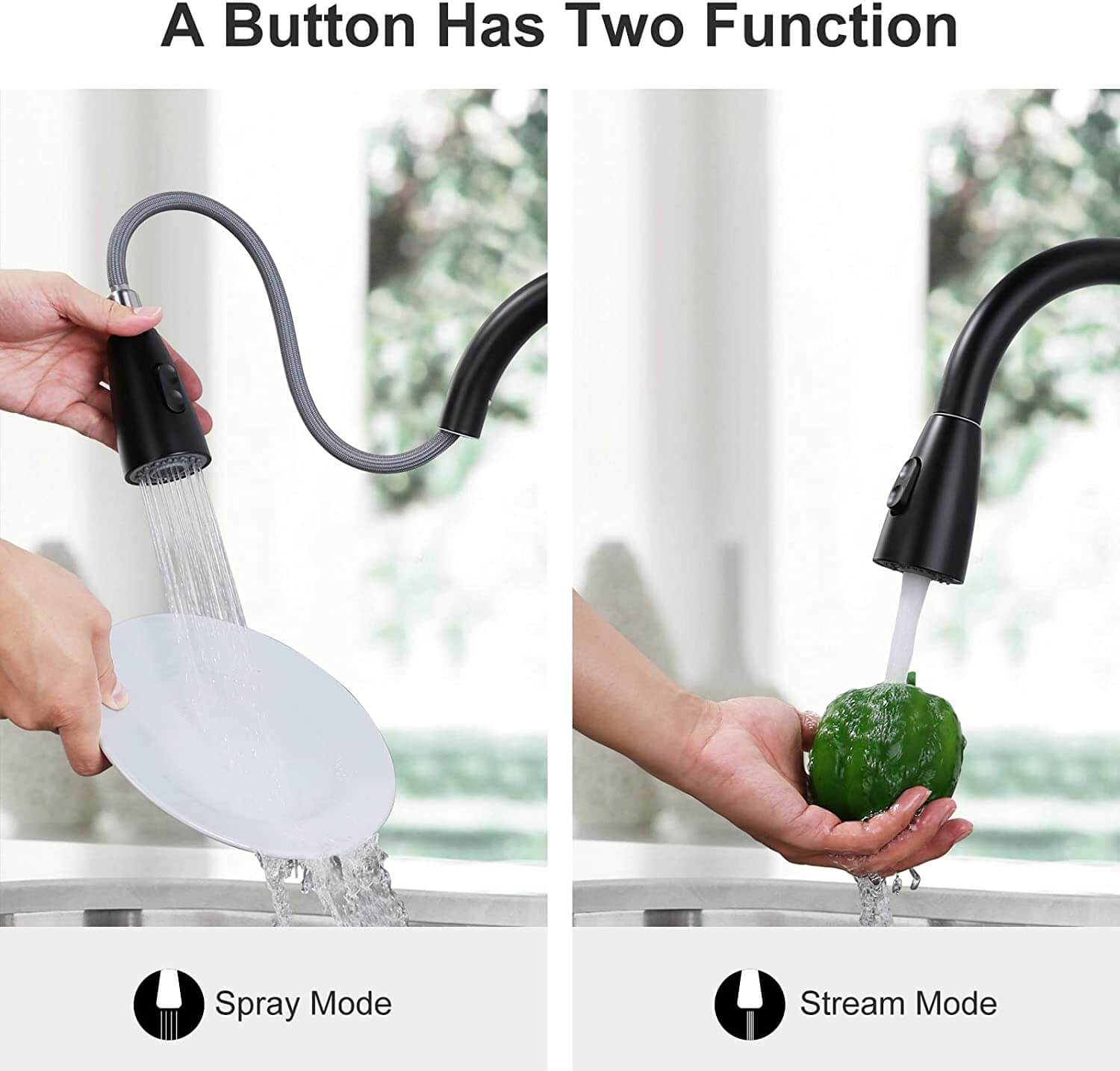 ARCORA Robinet Cuisine Noir, Mitigeur Evier avec Douchette Étirable en Acier Inoxydable 14 robinet cuisine noir