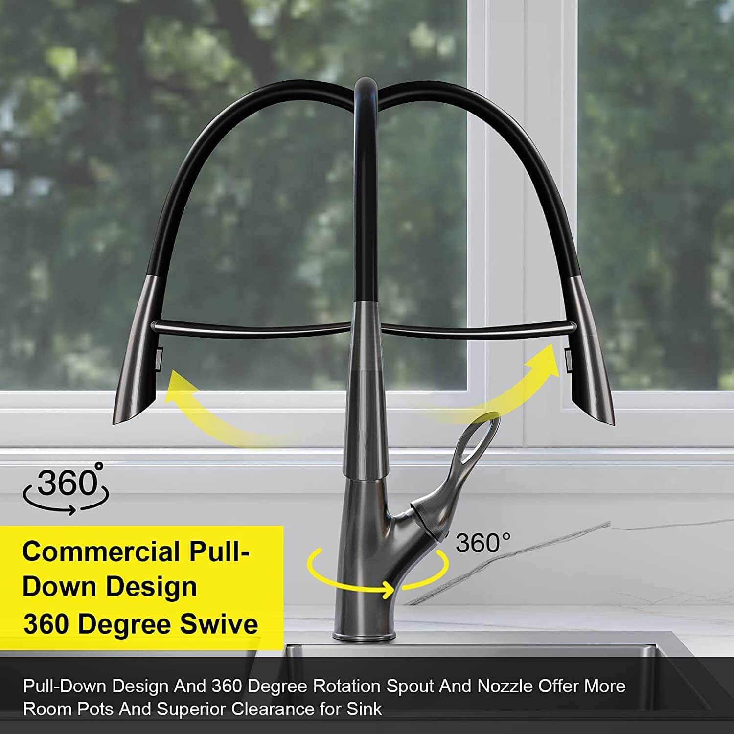 Arcora Robinet de cuisine à arc haut avec deux pulvérisateurs fonctionnels 7 arcora commercial high arc kitchen faucet 5
