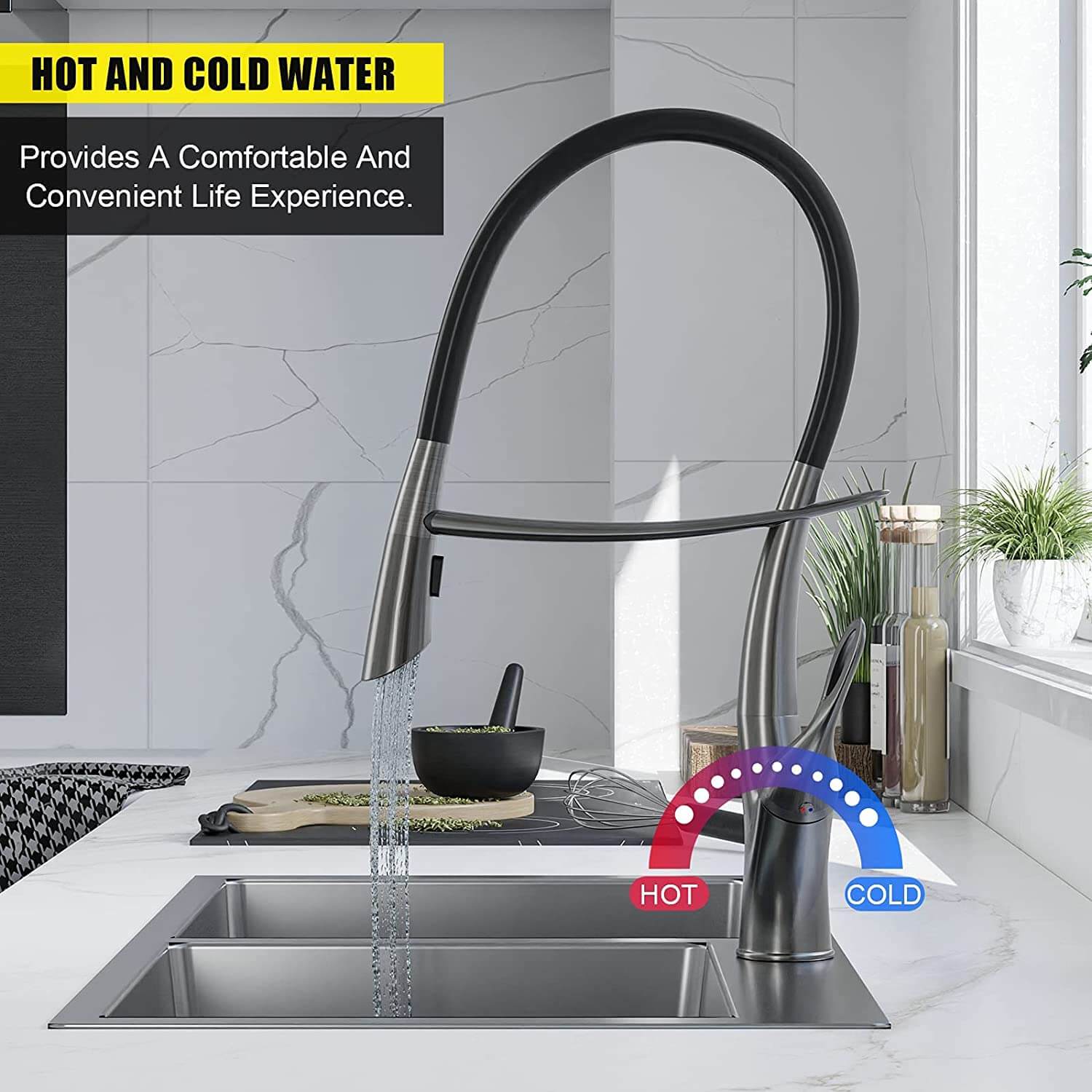 Arcora Robinet de cuisine à arc haut avec deux pulvérisateurs fonctionnels 9 arcora commercial high arc kitchen faucet 6