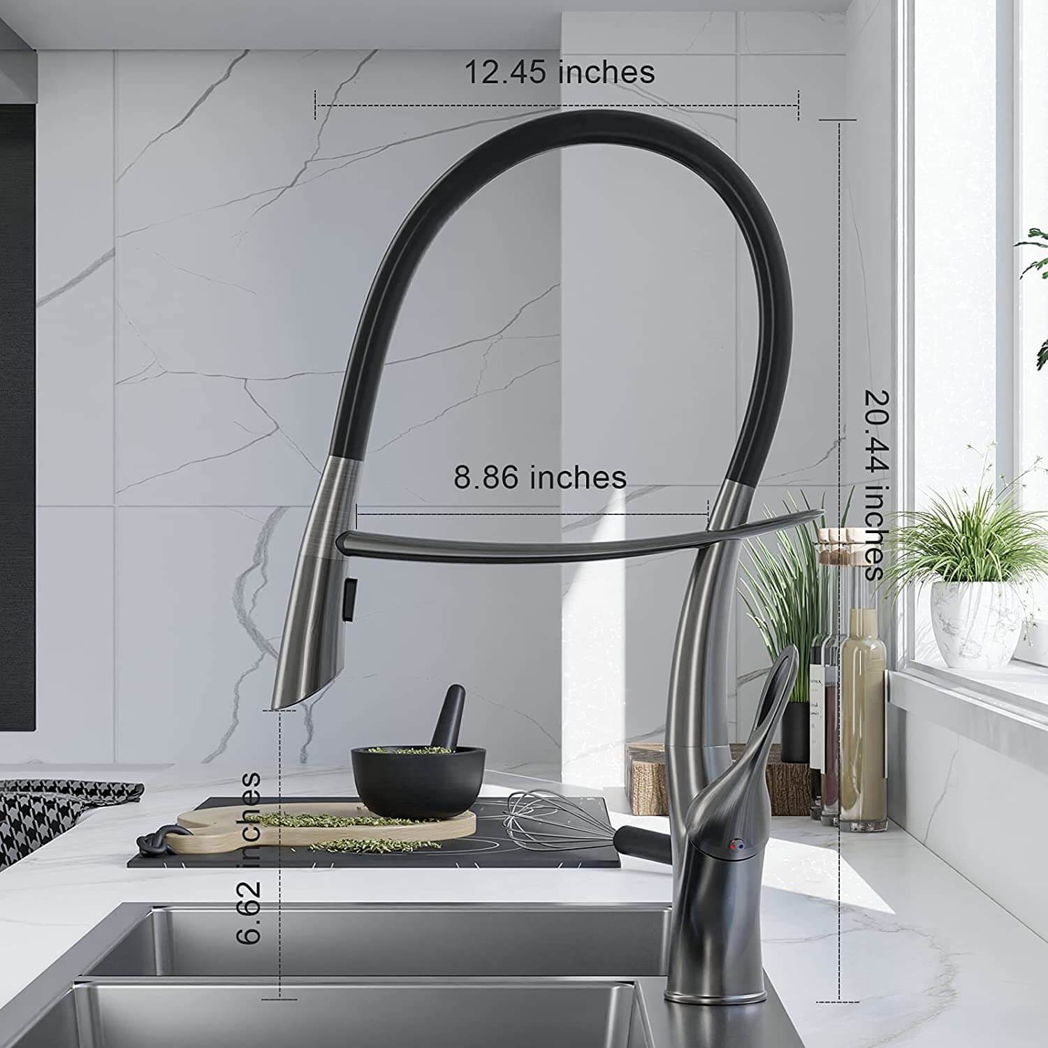 Arcora Robinet de cuisine à arc haut avec deux pulvérisateurs fonctionnels 13 arcora commercial high arc kitchen faucet 8