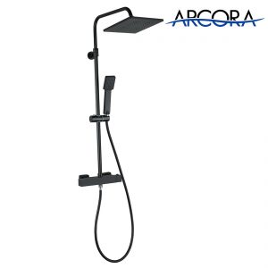 2 3090100D ARCORA Ensemble de douche thermostatique noir avec douche à main