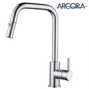 2 ARCORA 2310400C Robinet de cuisine avec pulvérisateur extractible High Arc Chrome 1