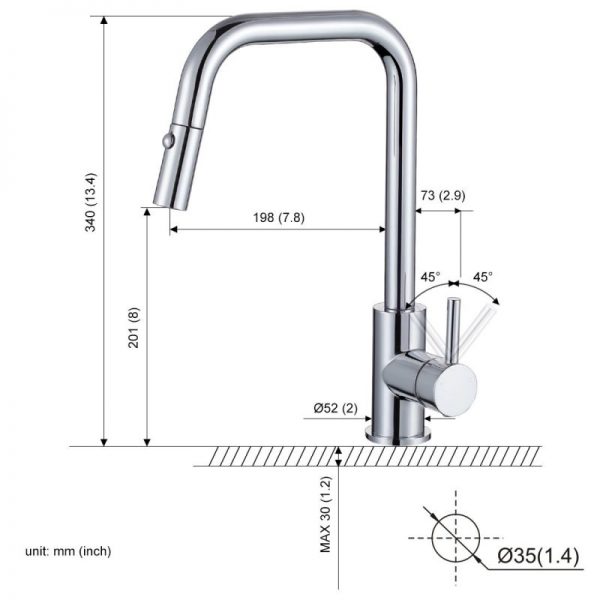 2 ARCORA 2310400C Robinet de cuisine avec pulvérisateur extractible High Arc Chrome 3