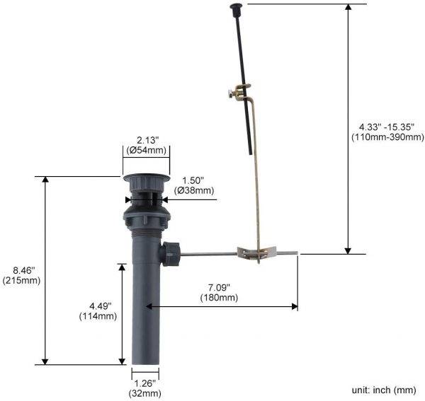 2 ARCORA X3001B Drain dévier de salle de bain à tige relevable noir 2