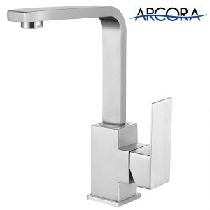 ARCORA Robinet de cuisine Carré Nickel brossé