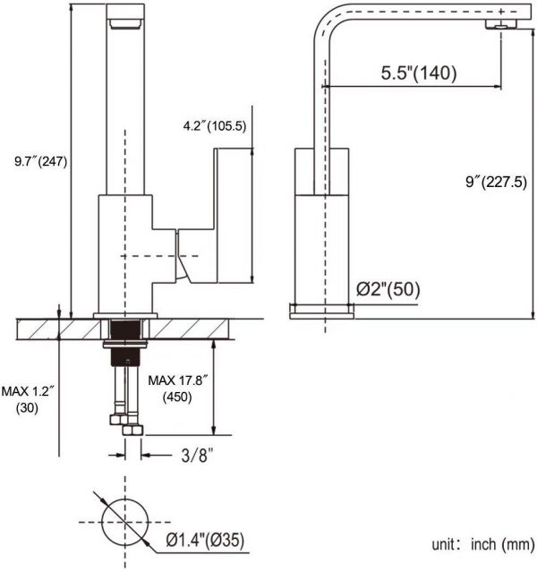 23 2312301 Robinet de cuisine plat ARCORA Nickel brossé 3