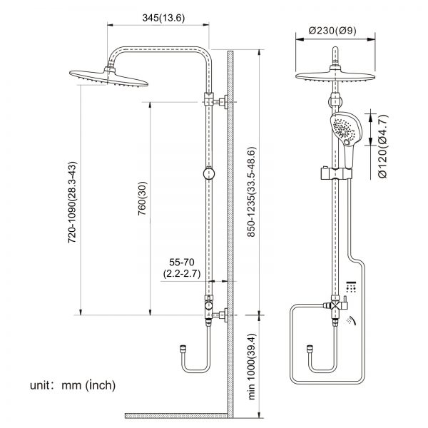 3 Arcora Système de douche thermostatique chrome avec spectacle de pluie 5