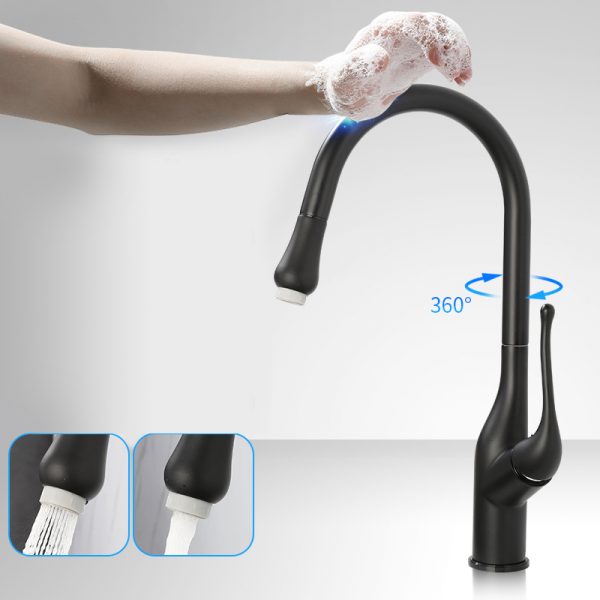 ARCORA Touchless Kitchen Faucets Black Single Handle With Pull Down Sprayer 3