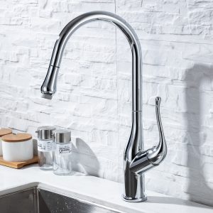 Modern High Arc Swivel Spout Pull Down Sprayer Kitchen Faucet Chrome 1