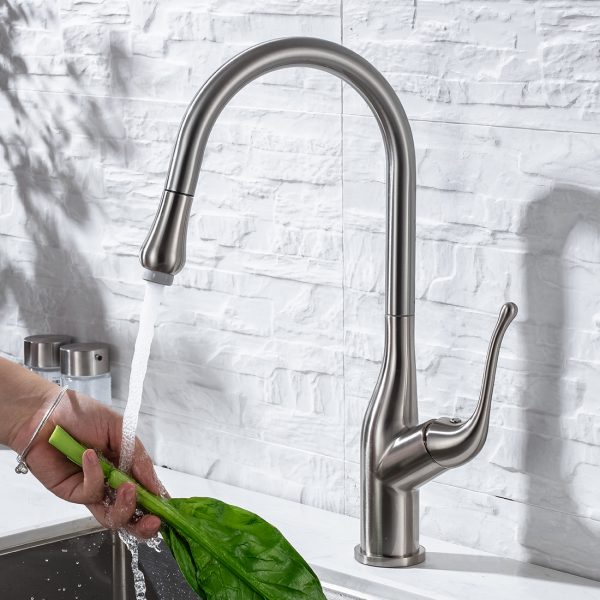 Pull Down Kitchen Faucet with Sprayer Stainless Steel Brushed Nickel 4