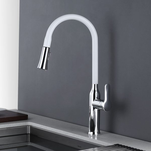 5 White Kitchen Faucet With Pullout Spray 2