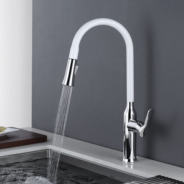 5 White Kitchen Faucet With Pullout Spray 4