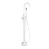 5 白 Freestanding Tub Faucet Floor Mounted with Handheld Shower White