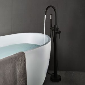 Robinet de baignoire autoportant Arcora noir avec douche à main