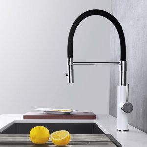 Robinet de cuisine avec fixation magnétique, chrome noir