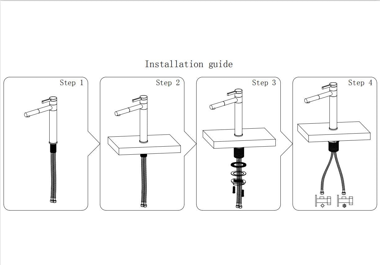 14 Bad hoch Waschtischarmatur Weiß Mischbatterie Waschtisch Armatur Einhebelmischer für Bad Messing Chrom 5