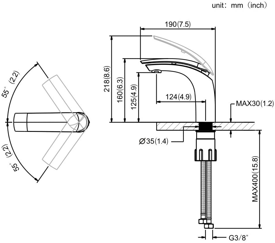 15 Armatur Waschbecken Einhebelmischer Waschtischarmatur Mischbatterie Waschbeckenarmatur für Bad 6