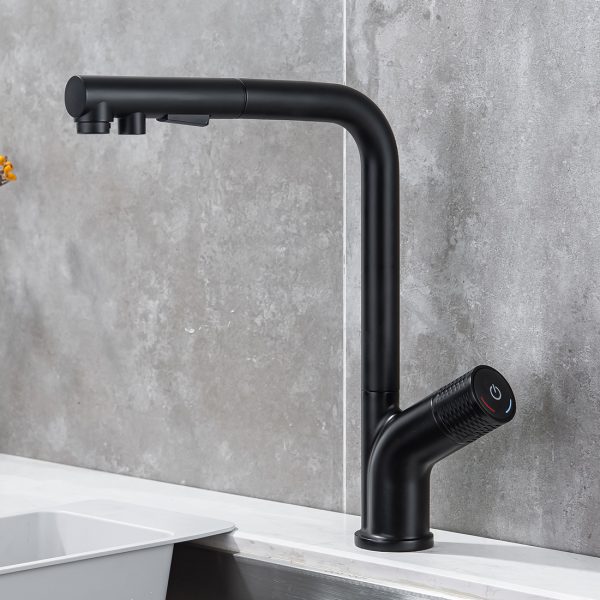 Modern Kitchen Faucet with Pull Out Multi Flow Sprayer Matte Black 4