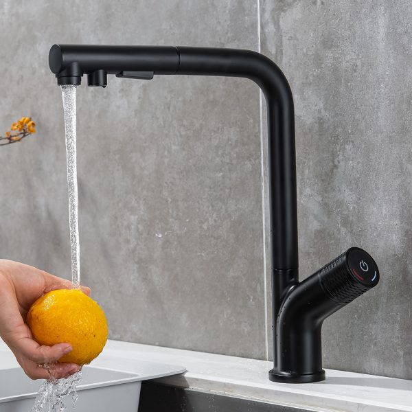 Modern Kitchen Faucet with Pull Out Multi Flow Sprayer Matte Black 6