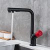 Single Handle High Pull Out Kitchen Faucet Black And Red 7