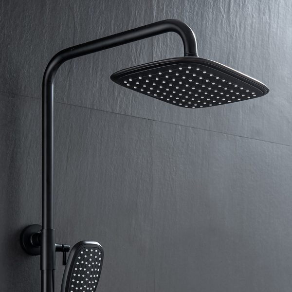 Thermostatic Shower Fixture Wall Mount Matte Black Stainless Steel 2 Function with Hand Sprayer 7