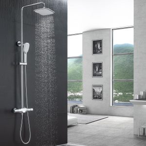 Systèmes de douche thermostatiques avec douche à effet pluie et douche à main réglable