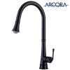 Vintage High Arc Single Hole Black Kitchen Sinks Faucet with Pull Down Sprayer 5